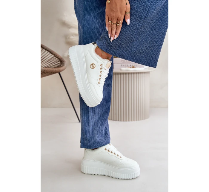 Tenisky Sportovní Boty Dámské Zateplené Na Masivní Podešvi Bílé model 21668392 - Boto