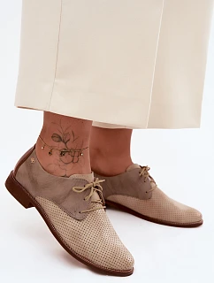 Kožené dámské elegantní šněrovací polobotky model 22136712 - Zazoo