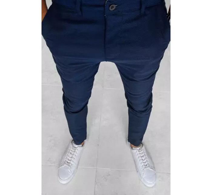 Pánské chino kalhoty rybí kosti tmavě modré Dstreet UX3967