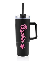 BARBIE - černý cestovní hrnek s průhledným víčkem 900 ml