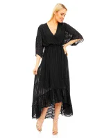 Lehké dámské šaty s asymetrickou sukní černé Černá model 15042572 - LULU&LOVE Lehké dámské šaty s asymetrickou sukní černé Černá model 15042572 - LULU&LOVE