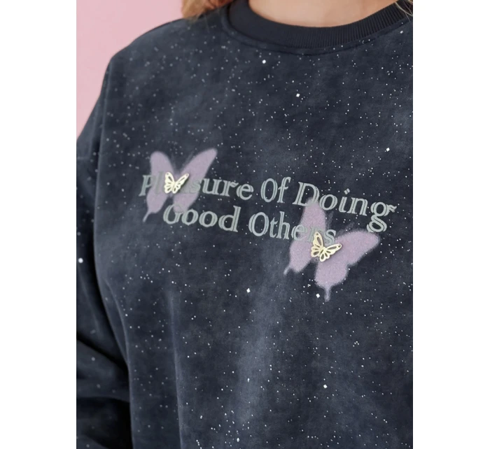 Dámská oversize mikina s vázáním v barvě motýla SPARKI námořnická modrá FashionStreet BY1403