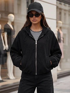 Kurtka damska oversize z kapturem czarna model 22366709 - FashionStreet