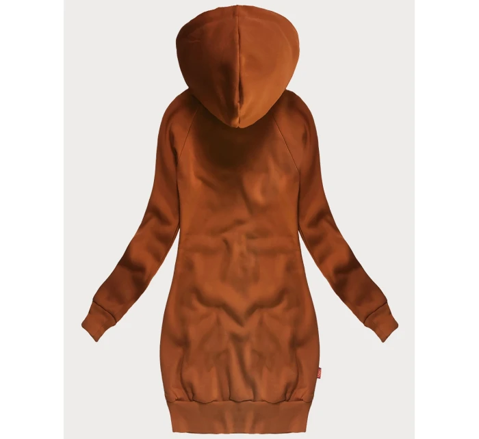 Dlouhá dámská mikina v karamelové barvě (AMG-738/1)