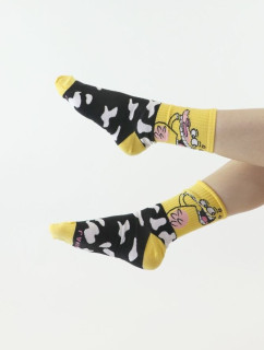 Veselé ponožky Cow and chicken žluté