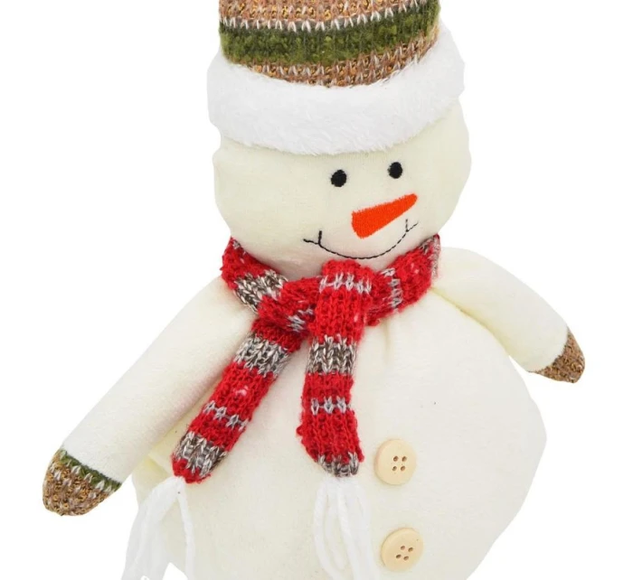 DEKORATIVNÍ SNĚHULÁK 23CM S ČEPICÍ A ŠÁLOU