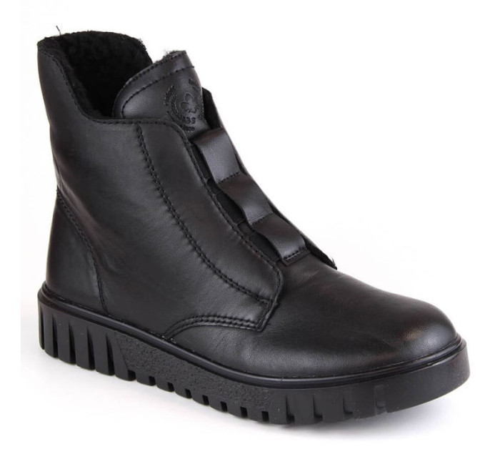 Pohodlné zateplené kožené boty Rieker W RKR619 black