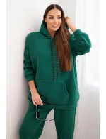 Dámský teplákový komplet zateplený z bavlny s kapucí zelený Dámský teplákový komplet zateplený z bavlny s kapucí zelený
