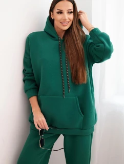 Dámský teplákový komplet zateplený z bavlny s kapucí zelený