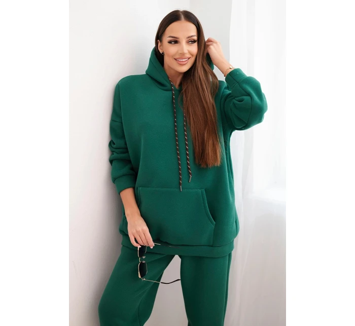 Dámský teplákový komplet zateplený z bavlny s kapucí zelený Dámský teplákový komplet zateplený z bavlny s kapucí zelený