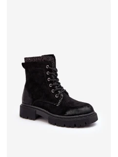 Dámské zdobené boty s zipem černé model 21640466 - Boto