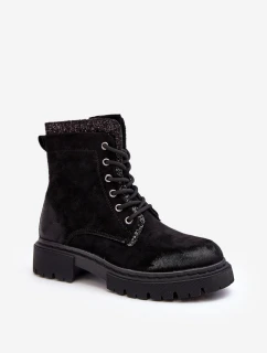 Dámské zdobené boty s zipem černé model 21640466 - Boto