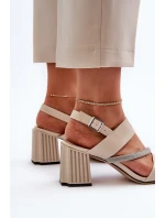 Dámské elegantní sandály na podpatku béžové D&A MR38-549