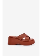 Dámské sandály na platformě a klínu camel Nelithraea Dámské sandály na platformě a klínu camel Nelithraea