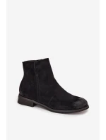 Dámské kotníkové boty na nízkém podpatku model 21712274 Černé - VINCEZA