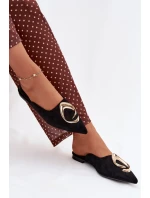 Dámské pantofle Mule s ozdobným zlatým detailem Černé Galvella Dámské pantofle Mule s ozdobným zlatým detailem Černé Galvella