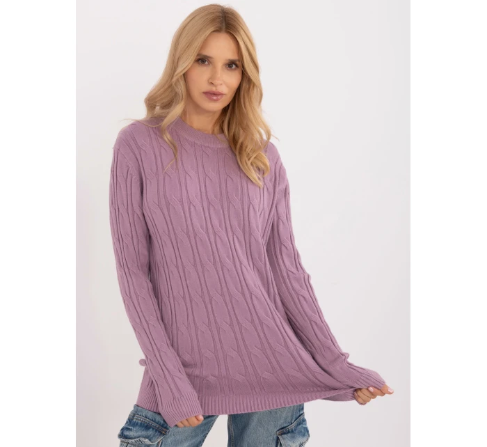 Sweter AT SW model 20463669 fioletowy - FPrice Sweter AT SW model 20463669 fioletowy - FPrice