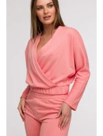 Široké kalhoty s předními korálová barva model 21047265 - BeWear Široké kalhoty s předními korálová barva model 21047265 - BeWear