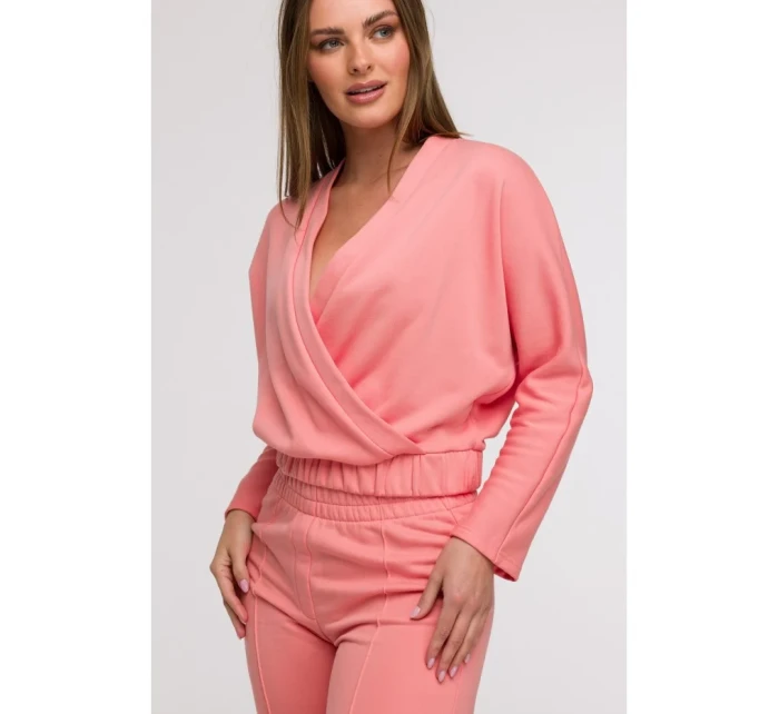 Široké kalhoty s předními korálová barva model 21047265 - BeWear Široké kalhoty s předními korálová barva model 21047265 - BeWear