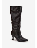 Dámské kotníkové boty Karella na jehlovém podpatku z eko‑kůže – černé