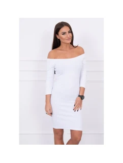 Dámské mini vroubkované šaty 8974 Bílá - K-Fashion