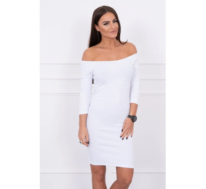 Dámské mini vroubkované šaty 8974 Bílá - K-Fashion