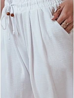 Dámské volnočasové kalhoty s širokými nohavicemi white Dstreet model 21987243 - FashionStreet