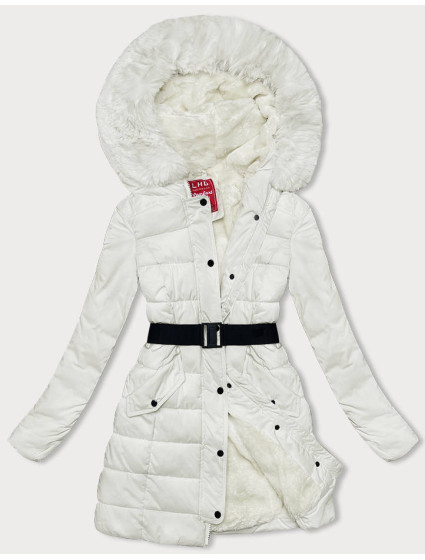Péřová dámská zimní bunda v ecru barvě (2M-007)