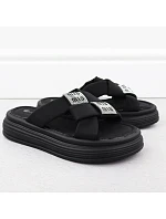 Dámské žabky na platformě se zirkony černé Potocki 16347 Dámské žabky na platformě se zirkony černé Potocki 16347