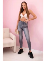 Dámský top s proužkem a ozdobným zlatým detailem a hlubokým výstřihem pudrově růžový