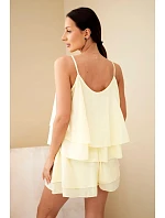 Dámský bavlněný komplet s model 22214679 na ramínka a šortkami žlutý - K-Fashion Dámský bavlněný komplet s model 22214679 na ramínka a šortkami žlutý - K-Fashion