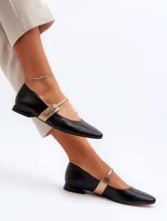Dámské kožené baleríny na plochém podpatku model 21651882 černé - Laura Messi