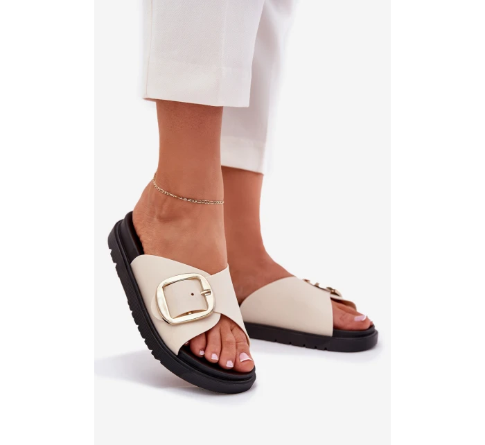 Dámské sandály na platformě se zlatou sponou béžové Jovira