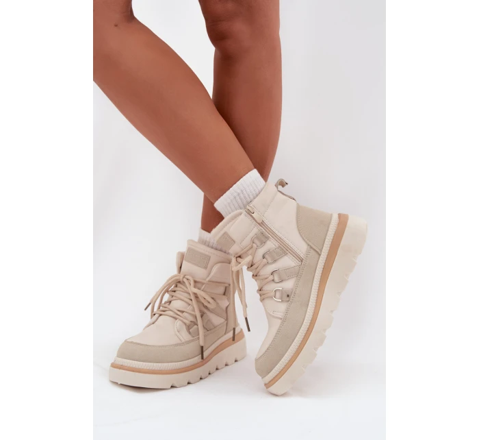 Dámské Botky Trapery Na Platformě Světle Béžové model 21707114 - Boto