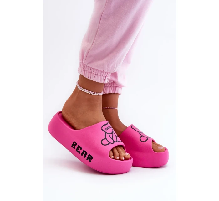 Dámské pěnové pantofle na masivní podrážce s medvídkem Fuchsia Lamira Dámské pěnové pantofle na masivní podrážce s medvídkem Fuchsia Lamira