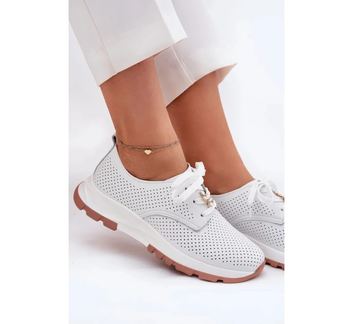 Dámské kožené polobotky s připínacím doplňkem Artiker – bílé