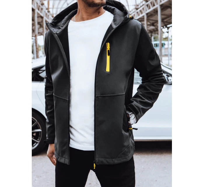 Pánská softshellová bunda s kapucí šedá FashionStreet TX4465