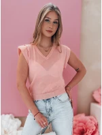 Dámská krátká halenka SELFINA světle růžová FashionStreet MY2438