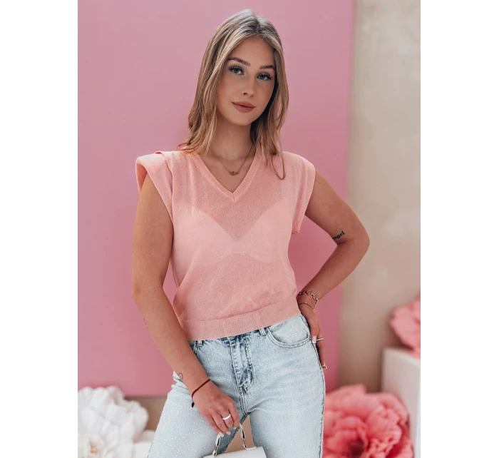 Dámská krátká halenka SELFINA světle růžová FashionStreet MY2438