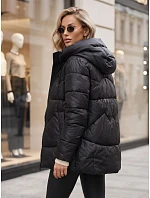 Dámská prošívaná zateplená bunda s kapucí, černá, FashionStreet TY5936
