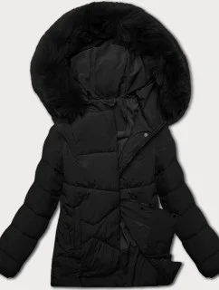 Volná černá dámská bunda typu bublina pro přechodné období J Style (16M9181-392)