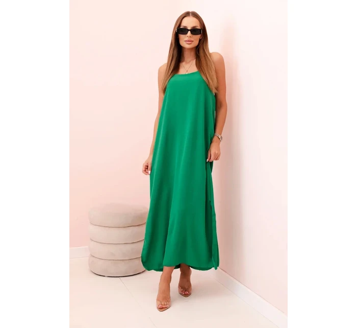 Dlouhá šaty na ramínka zelená