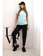 Dámská bavlněná basic blůza s krátkým rukávem mátová Dámská bavlněná basic blůza s krátkým rukávem mátová