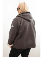 Dámská bunda Plus Size s kapucí a model 21439198 grafitová - K-Fashion