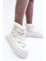 Dámské sněhule na platformě s vázáním bílé model 21641618 - Boto