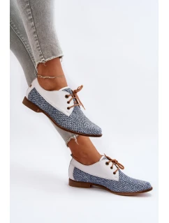 Dámské Kožené Polobotky Na Ploché Podrážce model 21651345 Modré - Maciejka