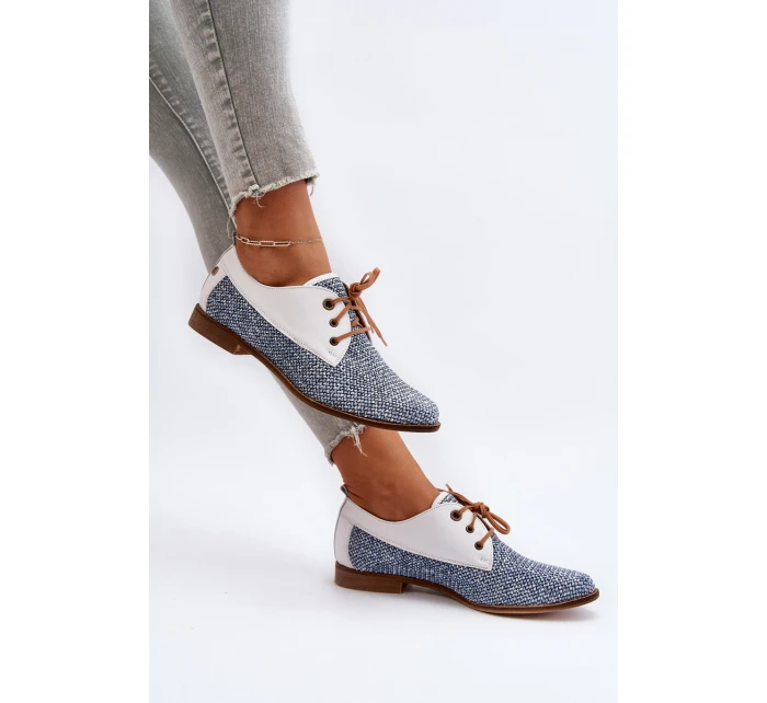 Dámské Kožené Polobotky Na Ploché Podrážce Maciejka 06461-17 Modré