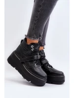 Zazoo 3392/X Dámské Kožené Sportovní Boty na Platformě Černé