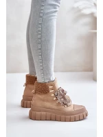 Dámské Zateplené Boty Trapery Na Platformě Hnědé model 21673064 - EVENTO