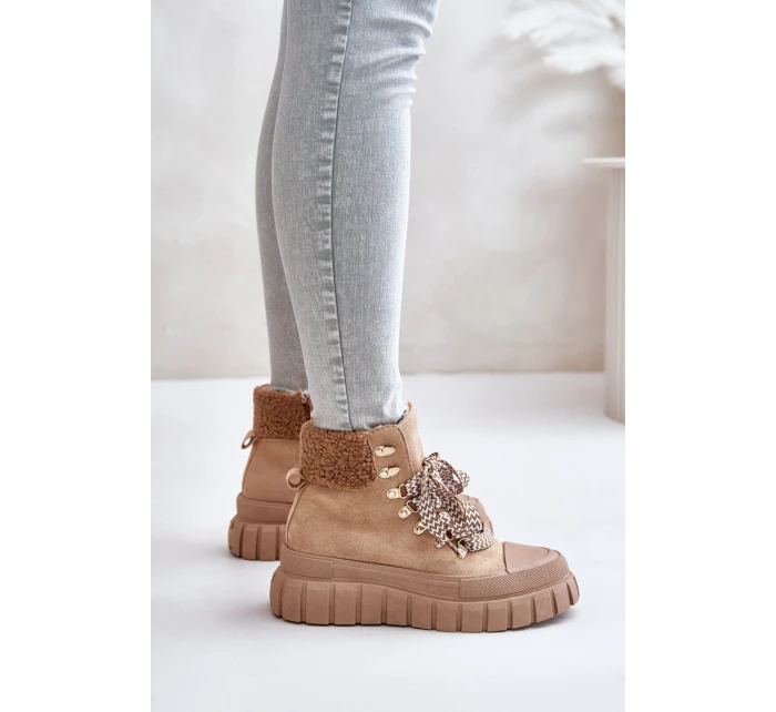 Dámské Zateplené Boty Trapery Na Platformě Hnědé model 21673064 - EVENTO